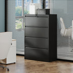 Black Lateral File Cabinet with Heavy Duty Locking Drawers