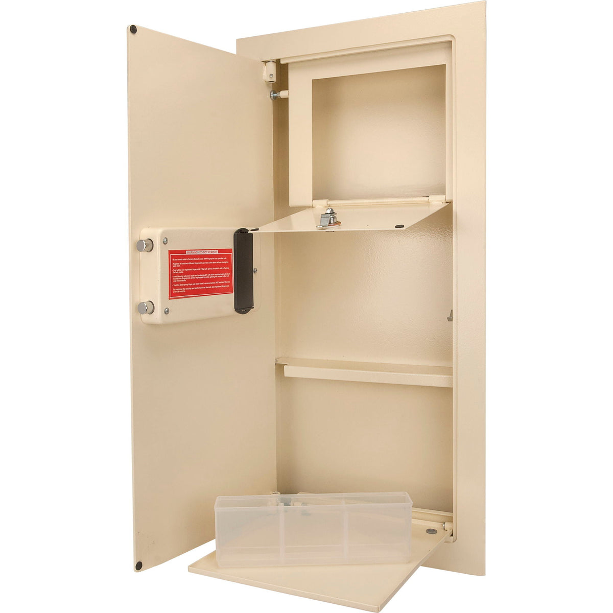 Beige Biometric Wall Safe with Fingerprint Access - Durable Steel
