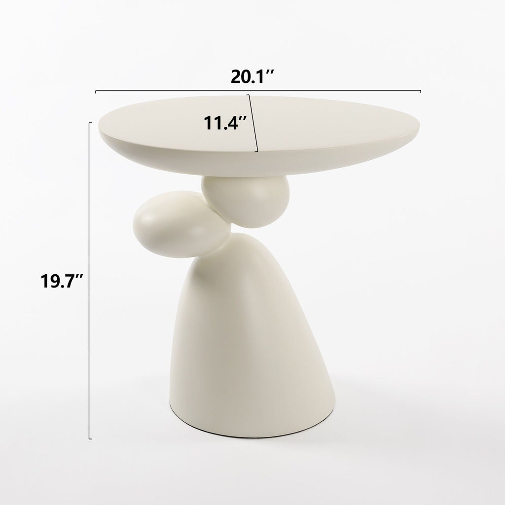 Lucky Stone Shaped Table with Sculptural Base – White, Black, or Gray