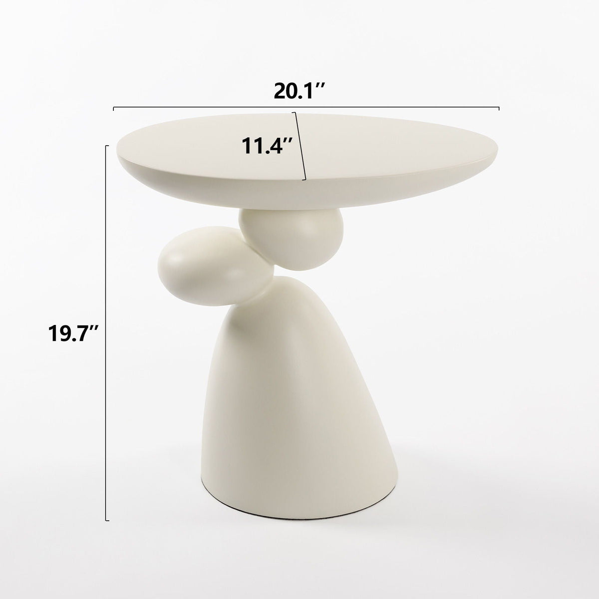 Lucky Stone Shaped Table with Sculptural Base – White, Black, or Gray