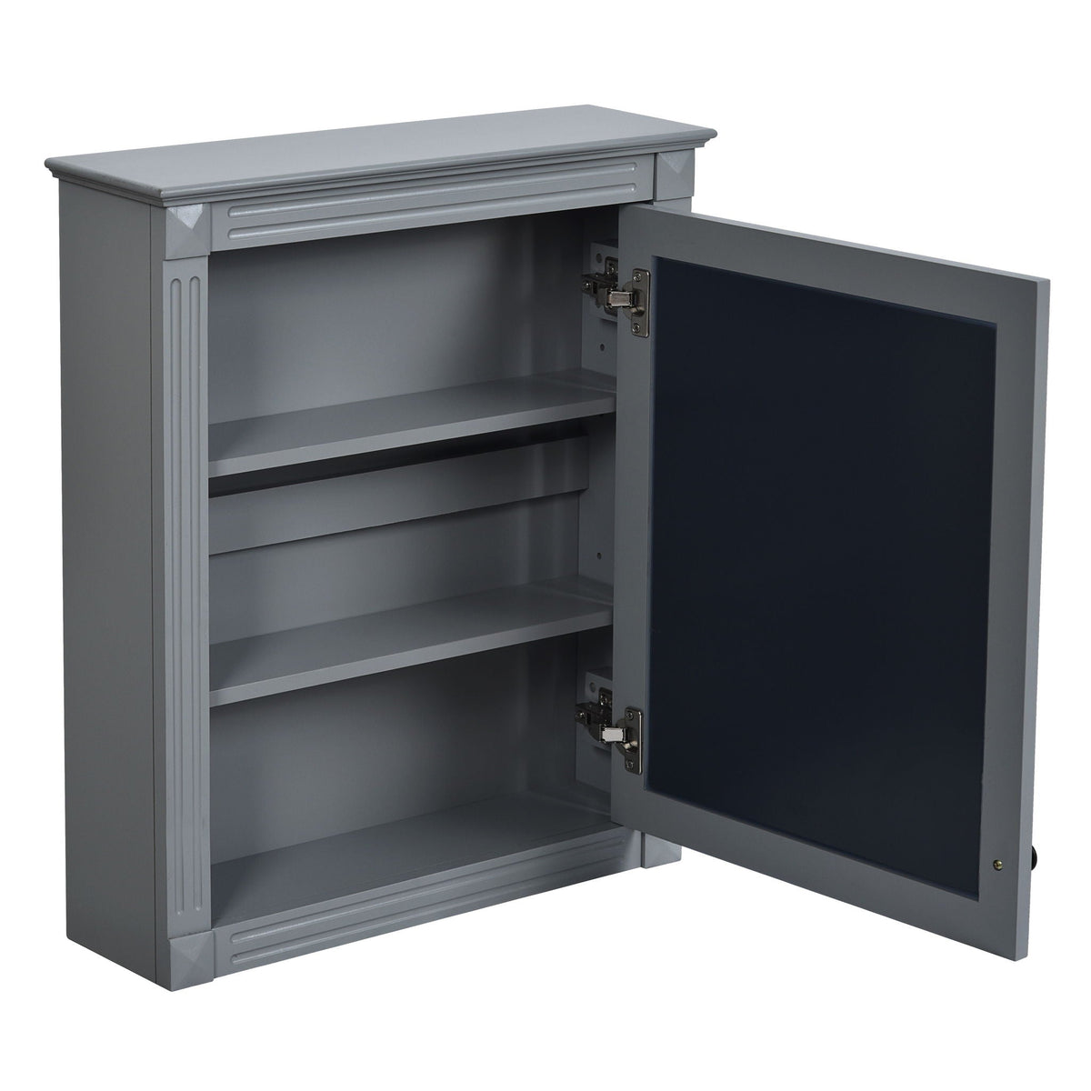 Wall Mounted Medicine Cabinet with Mirror and Adjustable Shelf - Dark Gray, White, Blue