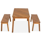 Acacia Wood 3-Piece Dining Set with Modern Grain - Natural Finish