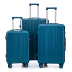 3-Piece ABS Spinner Wheel Luggage Set 20"/24"/28" Dark Blue