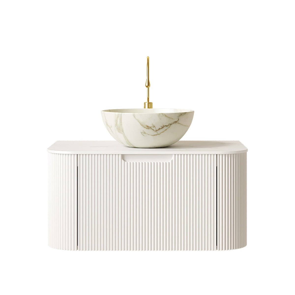 DINA 30" Bathroom Vanity & Sink with Floating Curved Edges - Multiple Colors