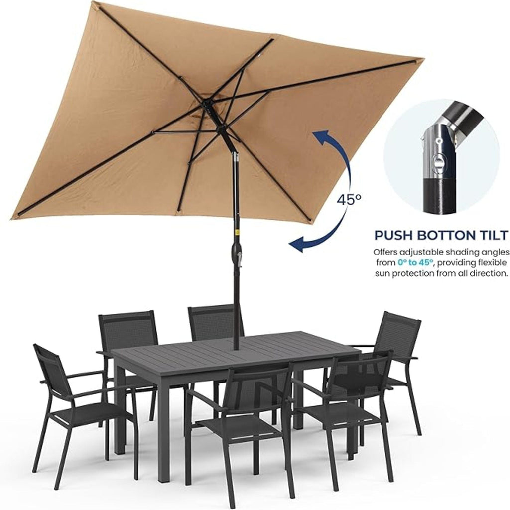 Rectangular Patio Umbrella with Crank Tilt - UV-Resistant Canopy