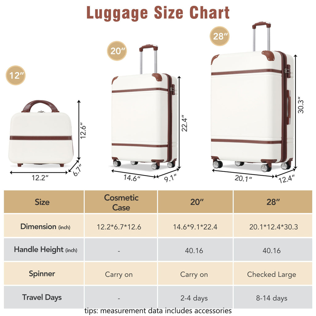 Hardshell Luggage Set 3-Piece Spinner with TSA Lock - Lightweight, Multiple Colors