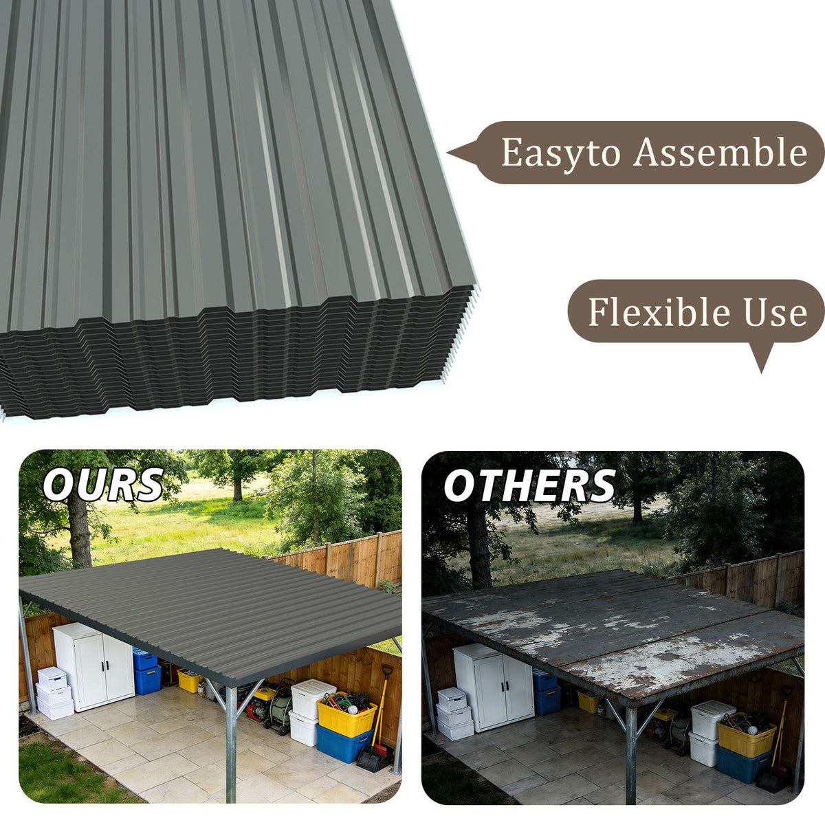 Galvanized Steel Corrugated Metal Roof Panels - Set of 20