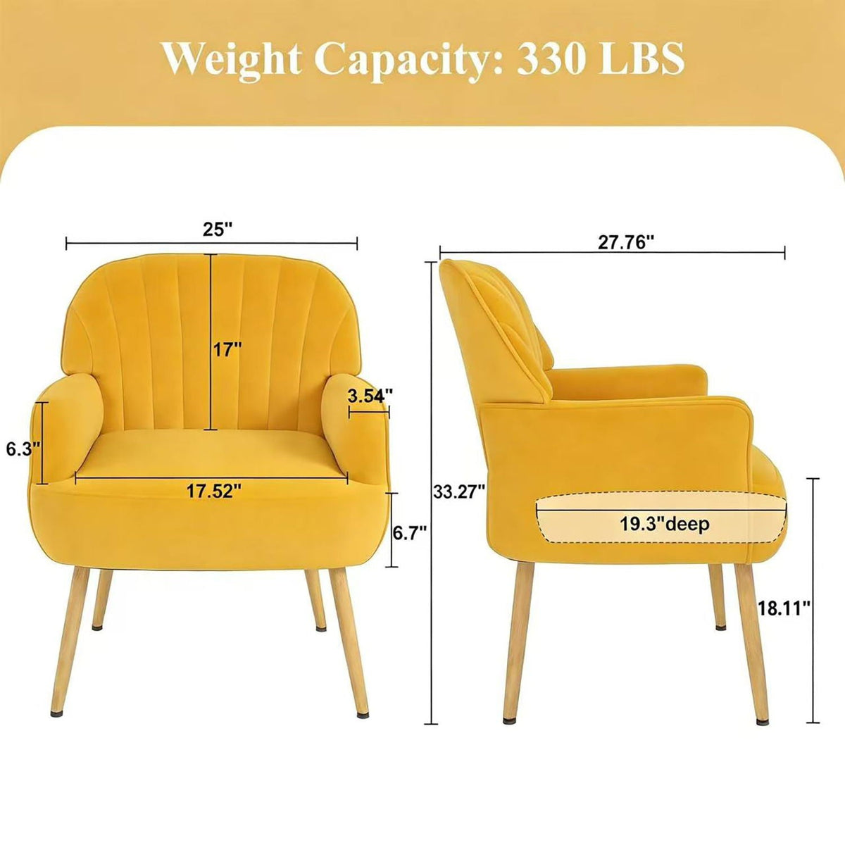Upholstered Accent Armchair with Shell-Shaped Design - Multiple Colors