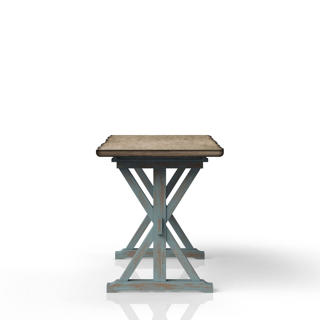 Aqua Blue X-Base Counter Height Dining Table with Solid Wood Construction