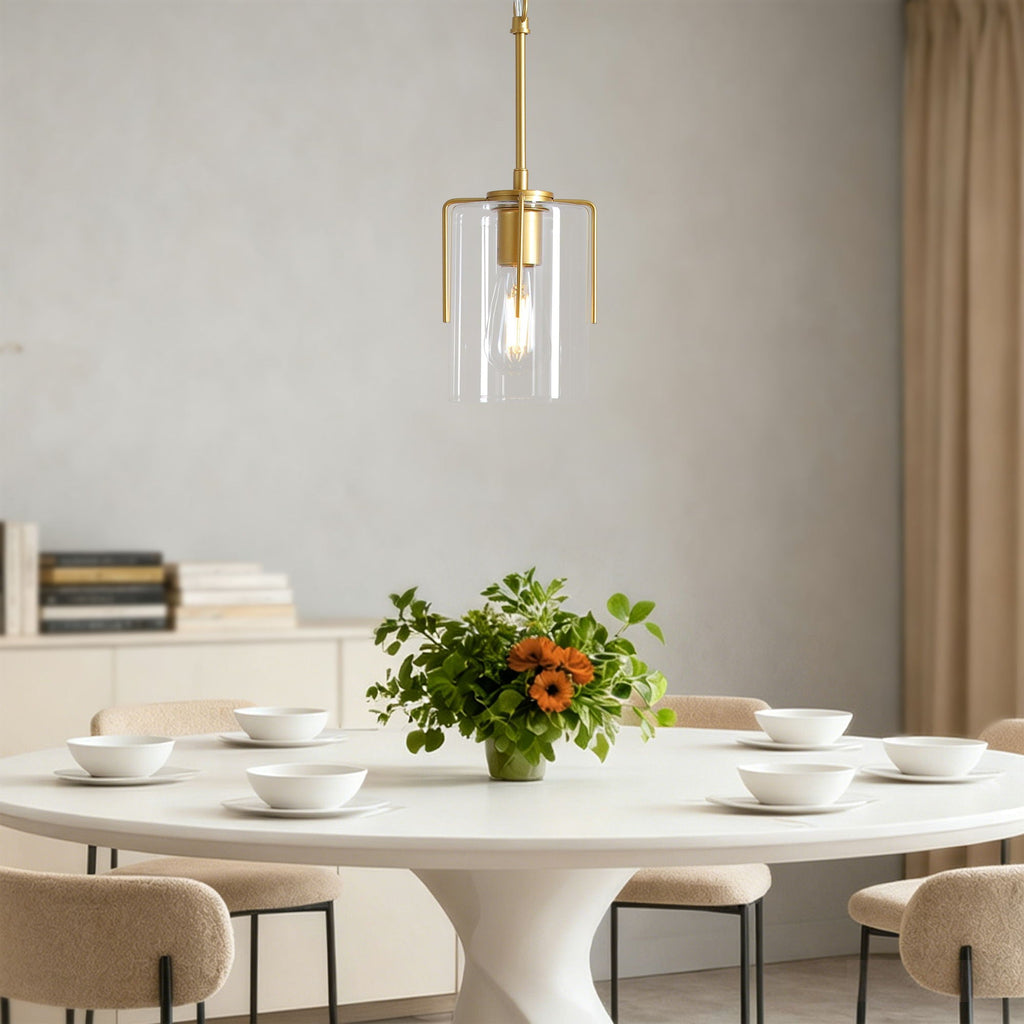 Adjustable Pendant Lighting with Clear Glass Shade - Black or Gold