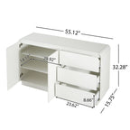 Wide Storage Sideboard with 2 Doors and 3 Drawers - White or Light Brown