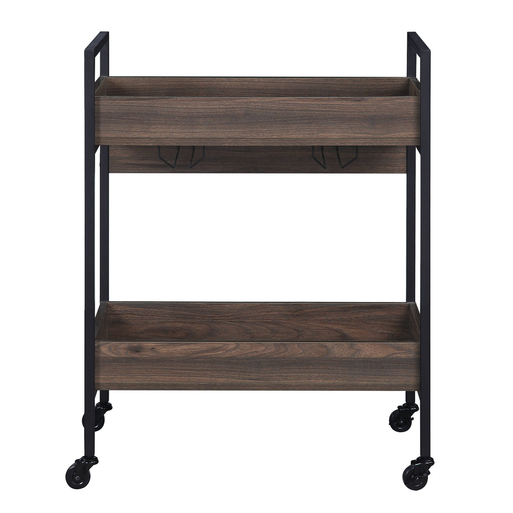 Jerrick Kitchen Island & Serving Cart with Metal Frame and Wood Top - Multi-Color
