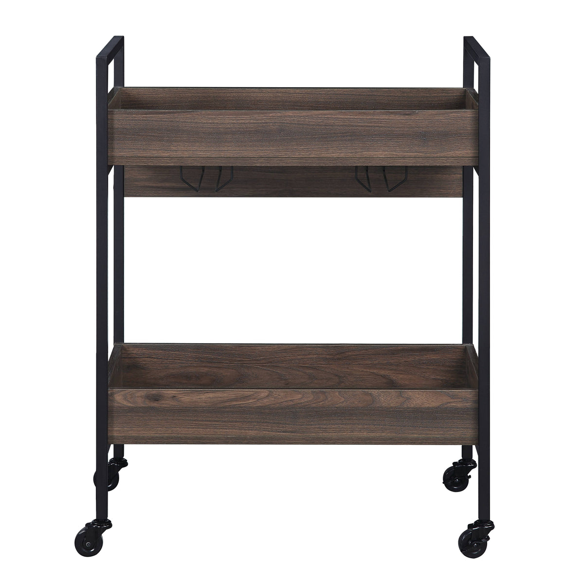 Jerrick Kitchen Island & Serving Cart with Metal Frame and Wood Top - Multi-Color
