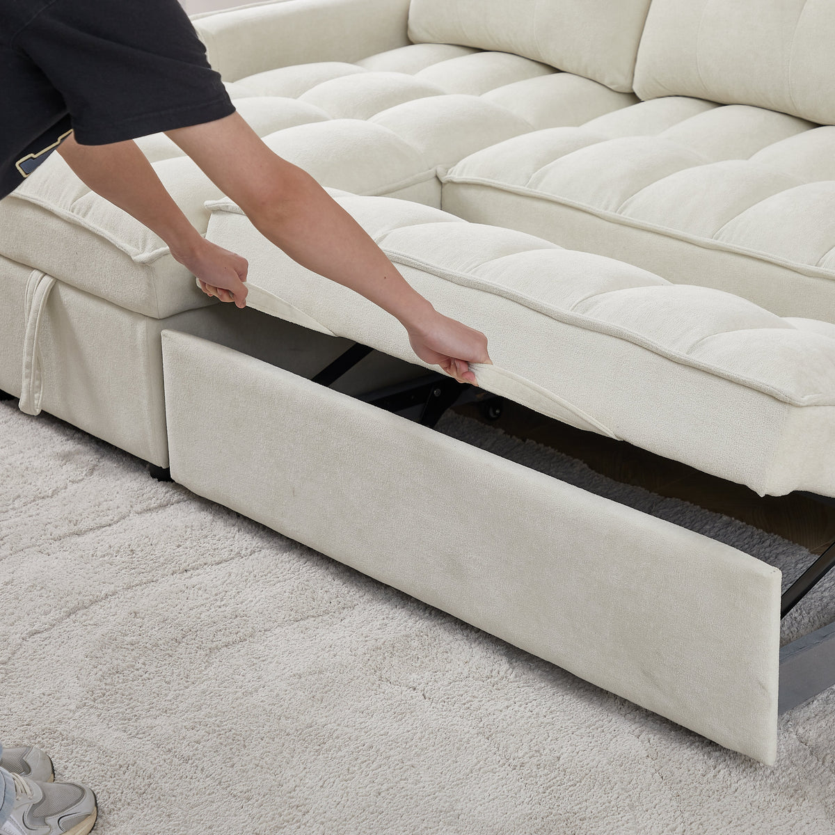 71.3" Reclining Sofa Bed with USB Ports - Chenille