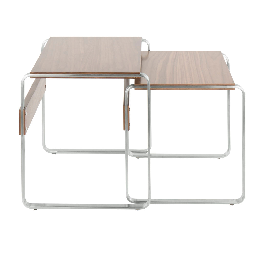 Mid-Century Modern Nesting Tables with Walnut Wood Tops - Walnut