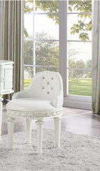 Ivory Swivel Vanity Chair with Tufted Back - Dorothy