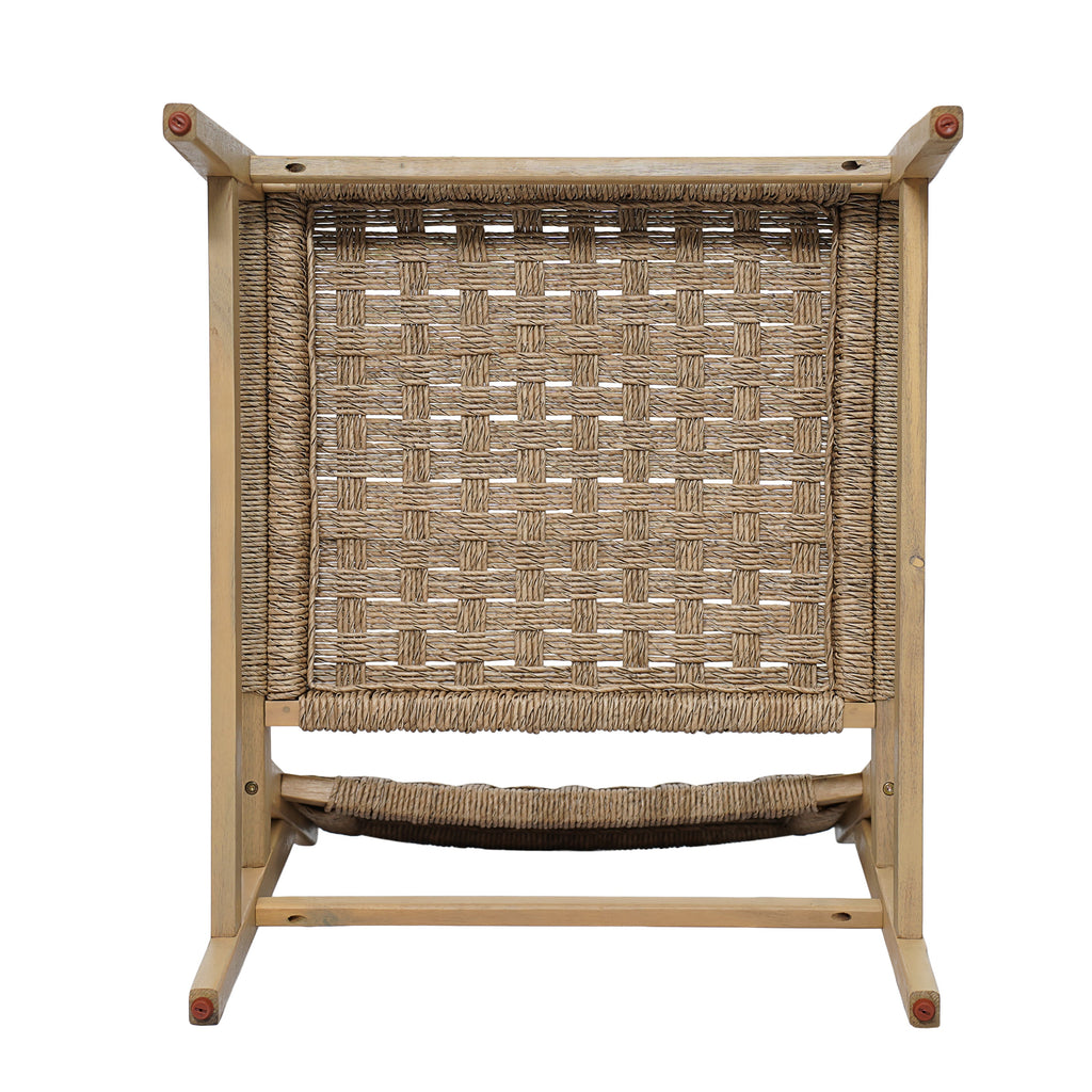 Acacia Wood Patio Club Chair with Wicker - Light Brown or Light Grey