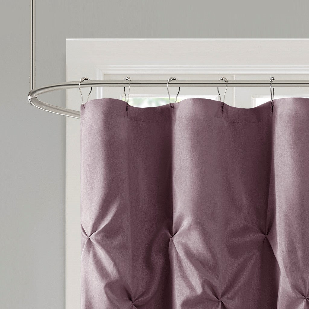 Tufted Semi-Sheer Shower Curtain with Textured Tufting - Soft Plum