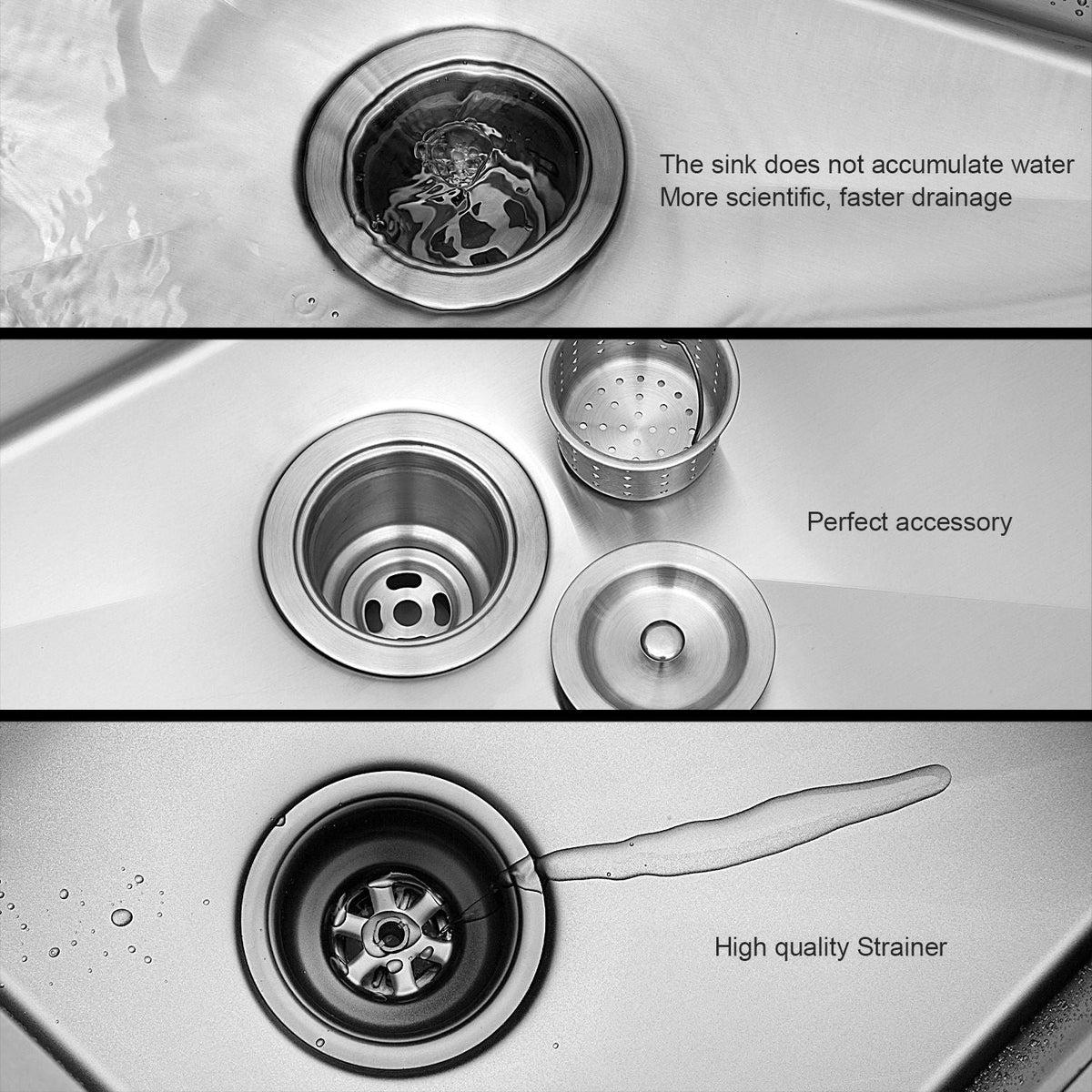 Undermount Stainless Steel Kitchen Sink with Deep Single Bowl - Gray