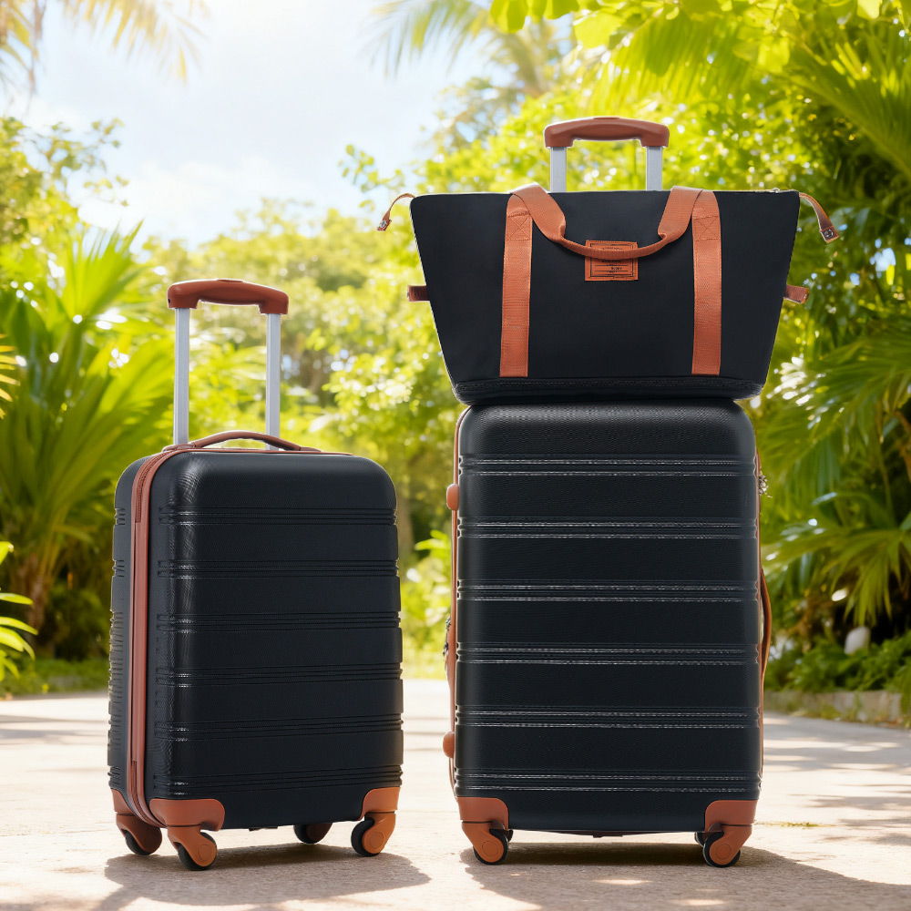 Hardshell Luggage Set with Spinner Wheels and TSA Lock - Black, White, or Pink