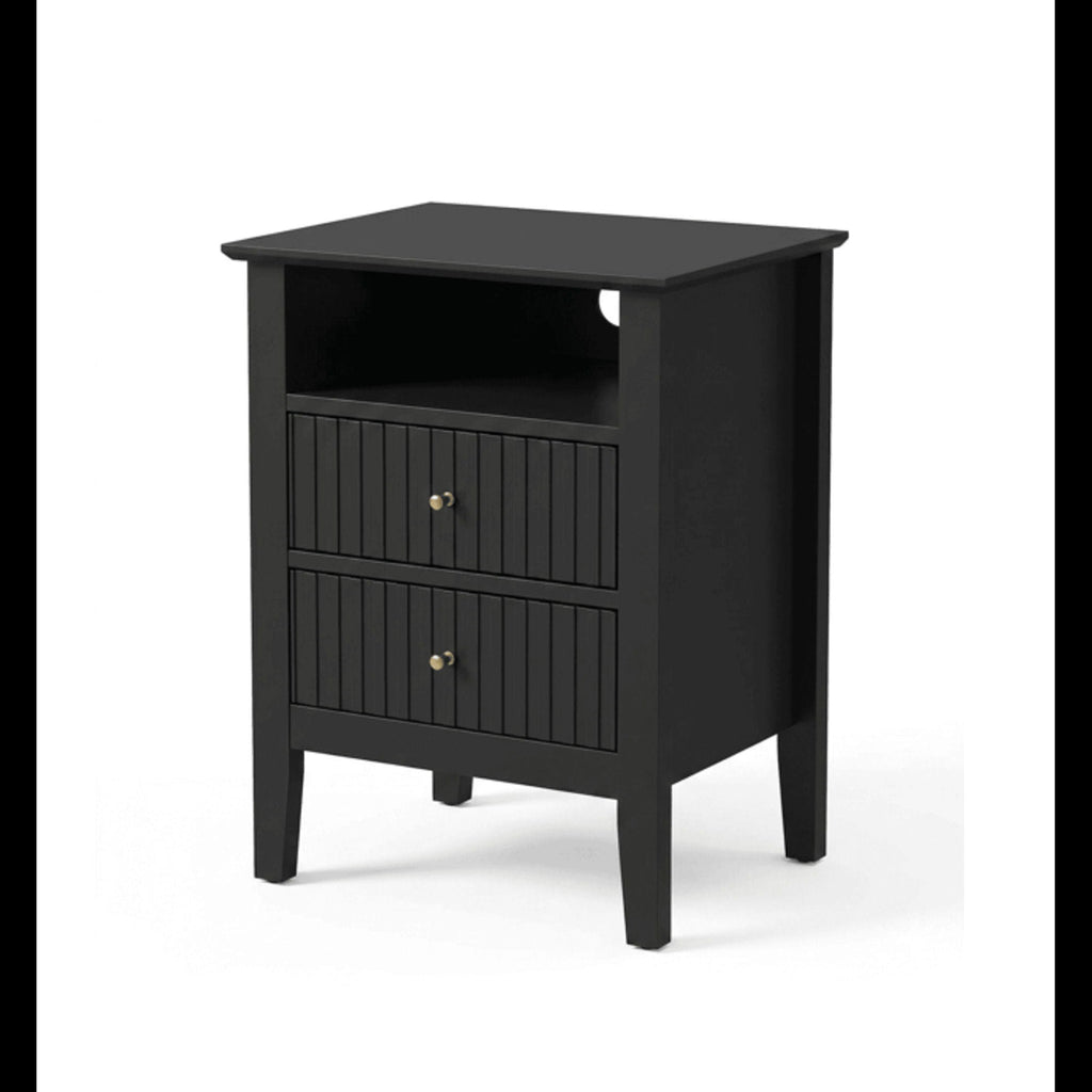 Fluted Nightstand with 2 Drawers and Soft-Close Slides - Multiple Colors