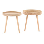 Pebble Mid-Century Modern Side Table Set with Tapered Legs - Natural