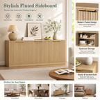 Natural Wood Sideboard Cabinet with Adjustable Storage – Farmhouse Buffet
