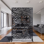 Metal Privacy Screen Room Divider with Freestanding Design - Black