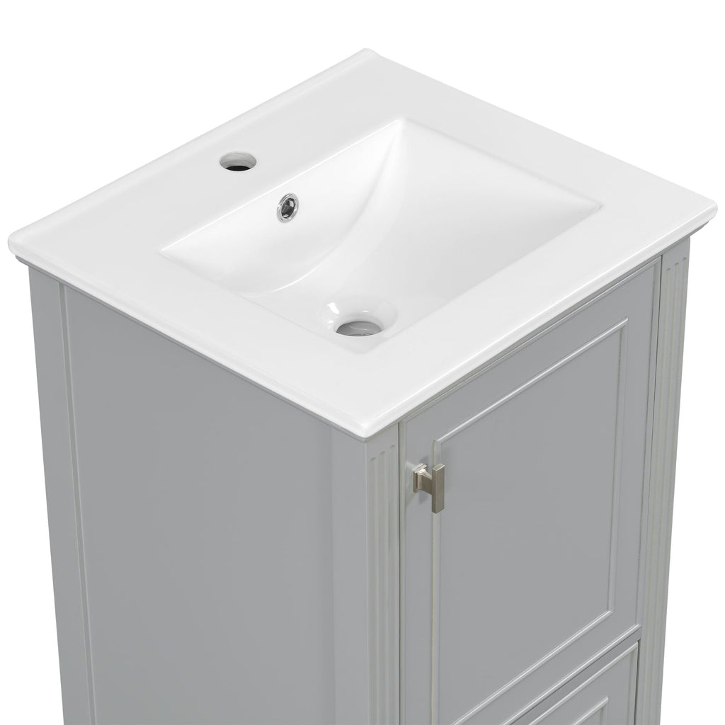 Retro Bathroom Vanity With Sink with Soft-Closing Doors - Green or Dark Gray