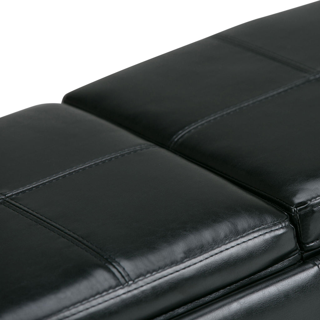 Avalon Upholstered Storage Ottoman with Flip-Over Serving Trays - Multiple Colors