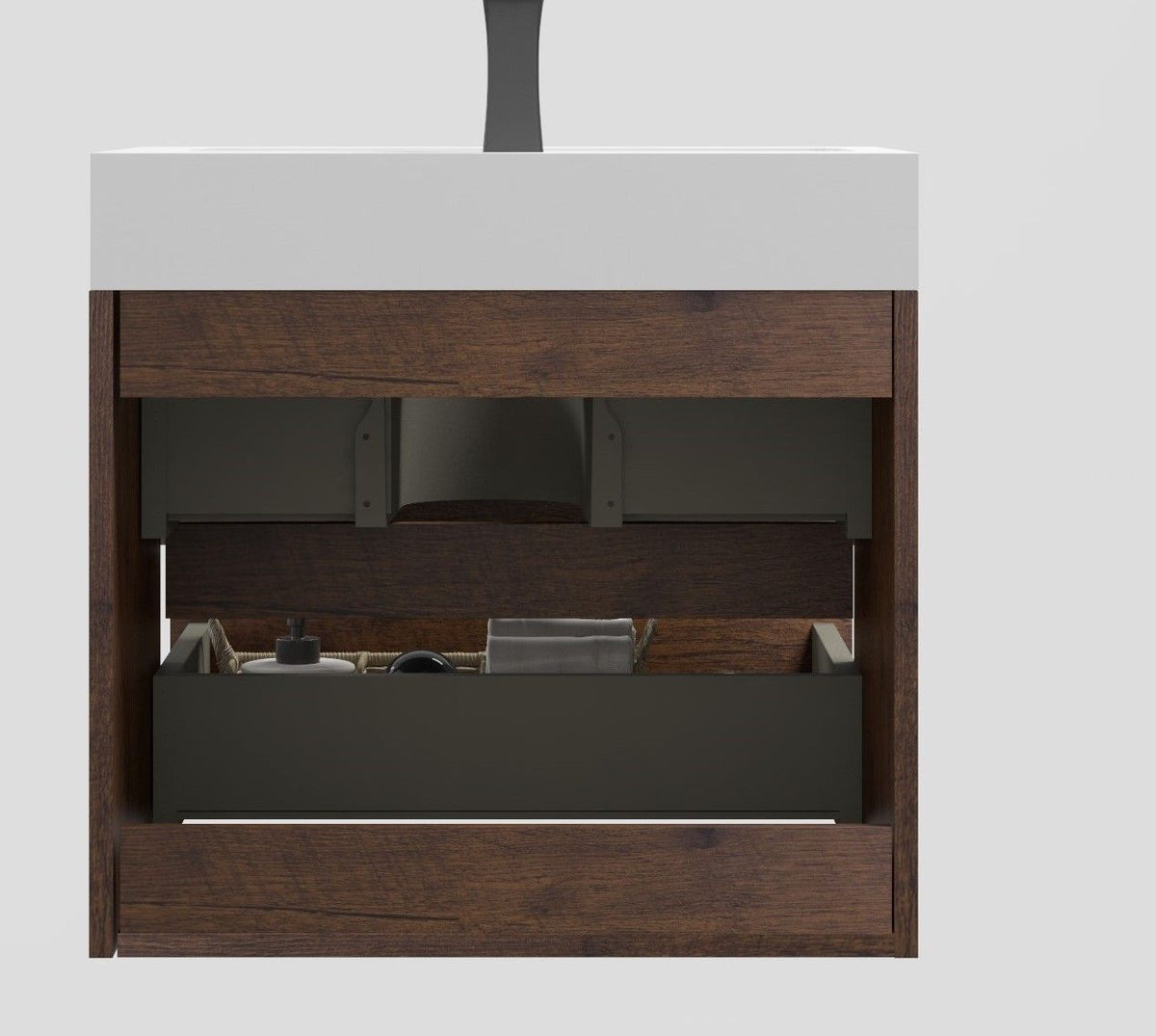 Alice Wall-Mounted Bathroom Vanity with Integrated Sink - Black or White