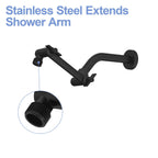 Stainless Steel Shower Arm Extension with 360° Rotation - Black or Pearl Silver
