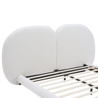 Extra Thick Upholstered Platform Bed Frame with Luxury Split Headboard - White