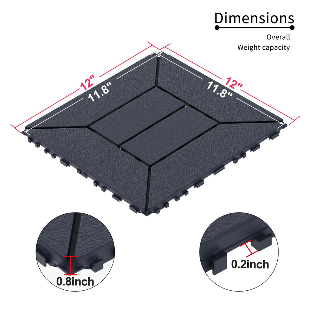 Interlocking Deck Tiles with Easy DIY Installation - Dark Gray or Dark Brown