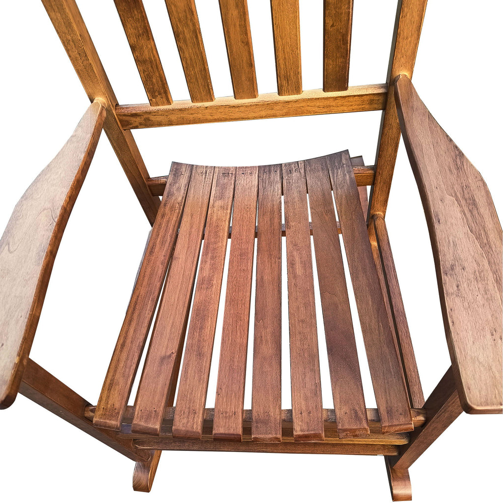 Balcony Porch Adult Rocking Chair with Solid Hardwood Frame - Available in Brown, Oak, or White