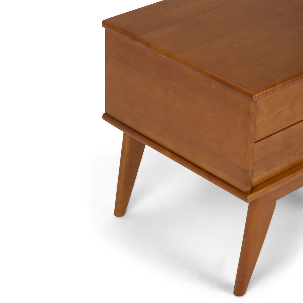 Handcrafted Mid Century End Table with Drawer – White, Dark Brown, or Light Brown