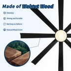 Large Ceiling Fan with Dimmable LED Light and Remote Control - Black or Dark Brown