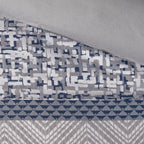 Jacquard Comforter Set 7 Piece with Decorative Pillows - Navy and Grey