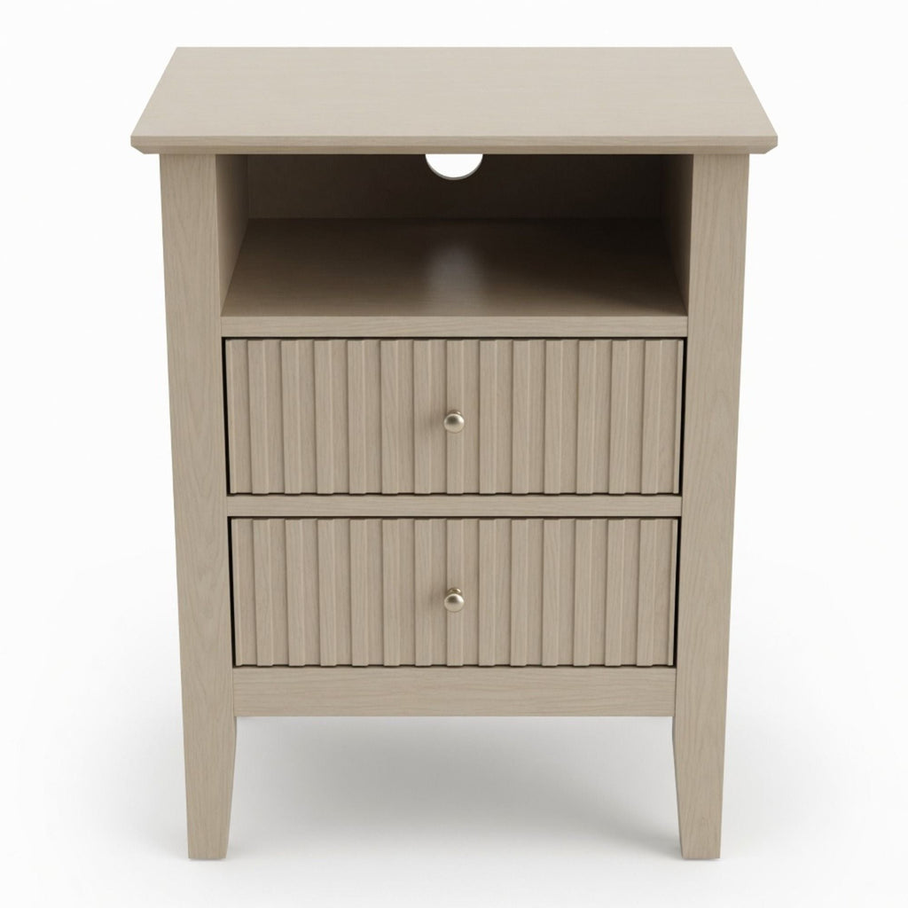 Fluted Nightstand with 2 Drawers and Soft-Close Slides - Multiple Colors