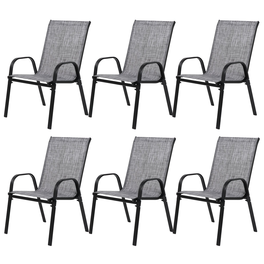 6 Piece Patio Chairs Set with Breathable Textilene Fabric - Grey