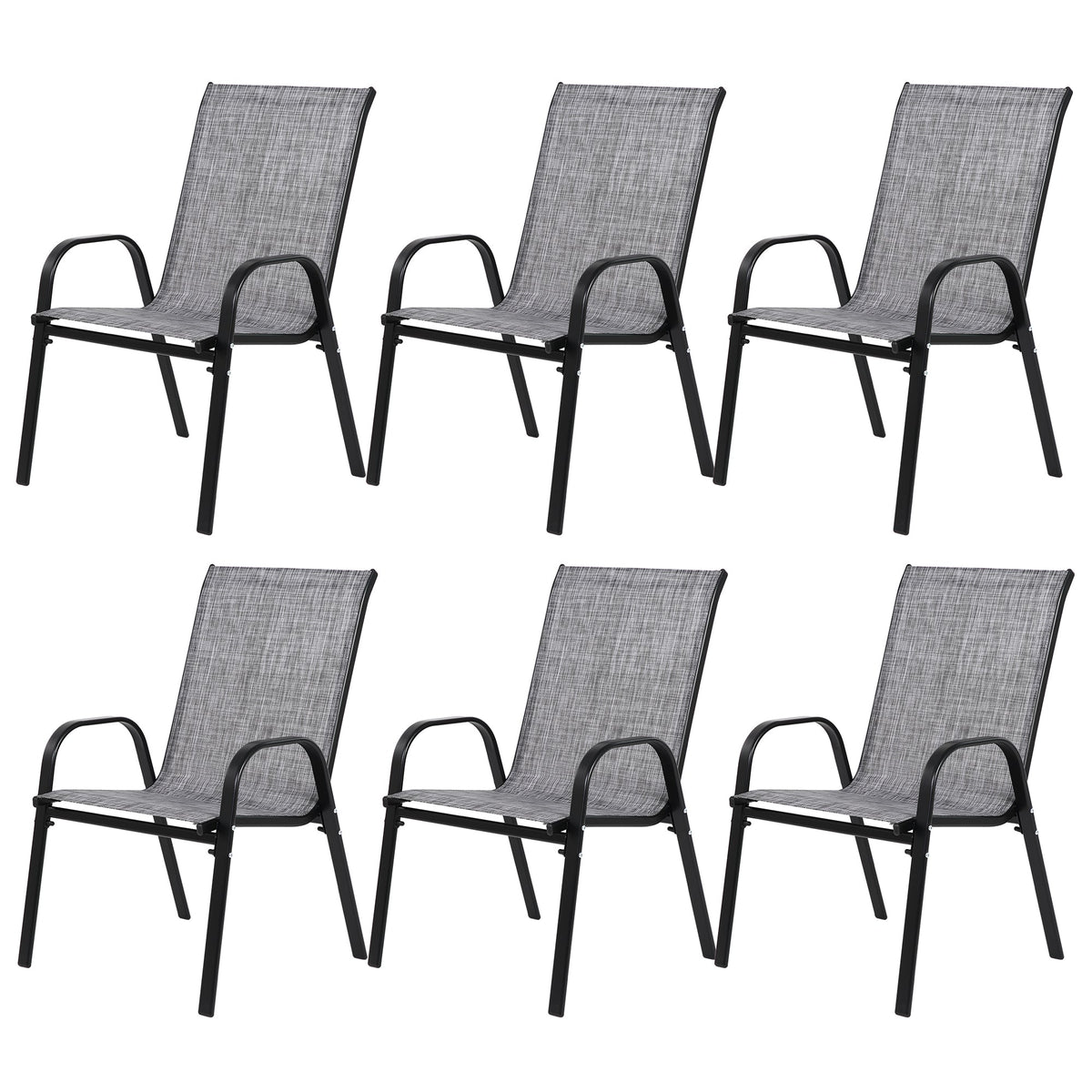 6 Piece Patio Chairs Set with Breathable Textilene Fabric - Grey