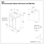 White Laundry Cabinet with Stainless Steel Sink and Pull-Out Faucet