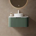 DINA 30" Floating Bathroom Vanity with Ceramic Sink - Dark Green & White