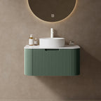 DINA 30" Floating Bathroom Vanity with Ceramic Sink - Dark Green & White