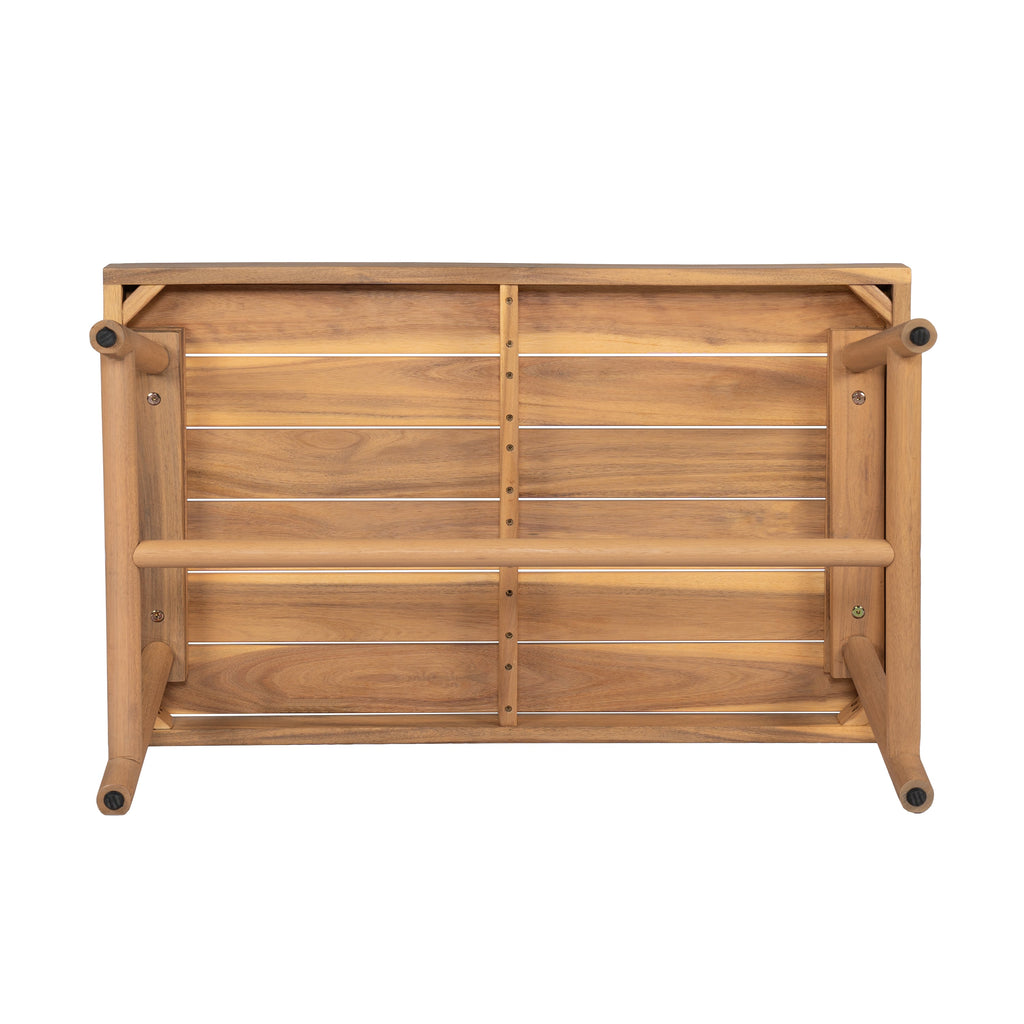 Patio Acacia Wood Chat Set with Water-Resistant Cushion - Beige