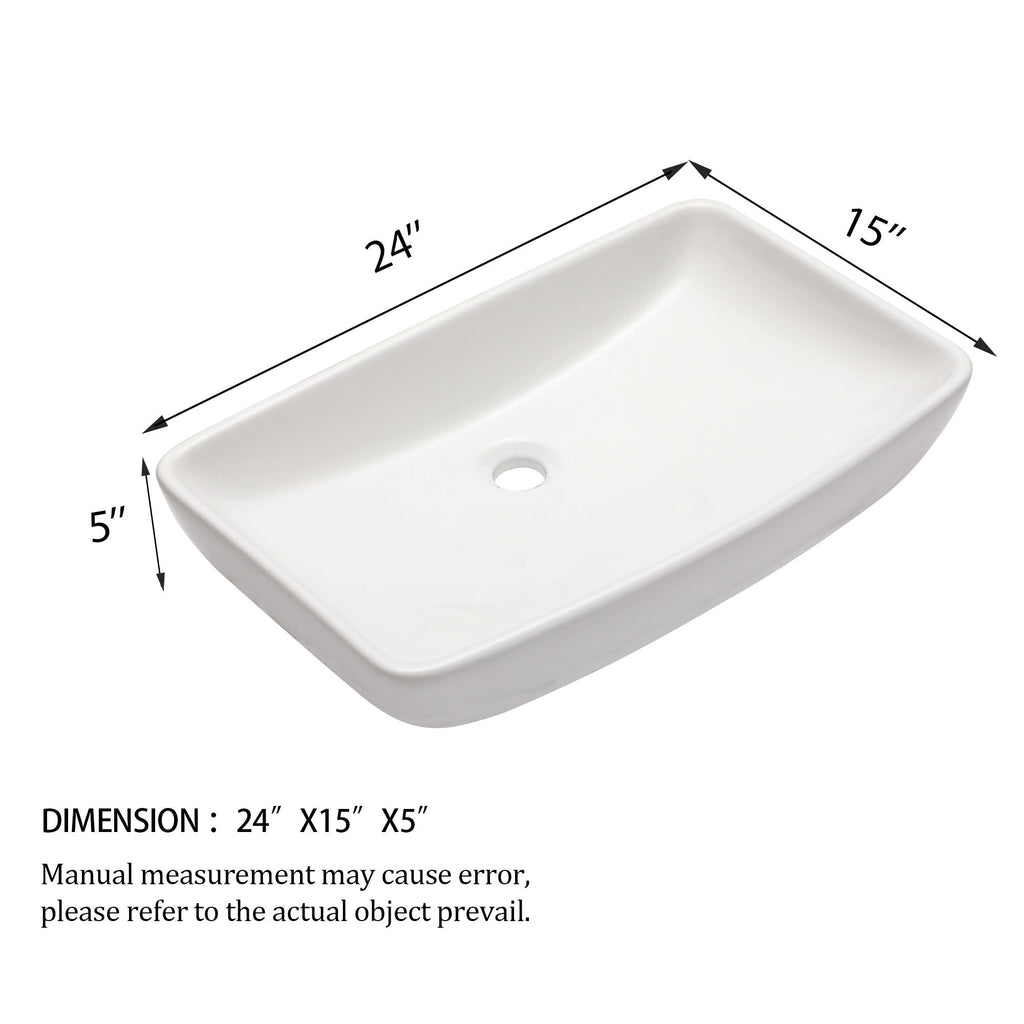 Rectangular Vessel Bathroom Sink with Sleek Modern Design - White