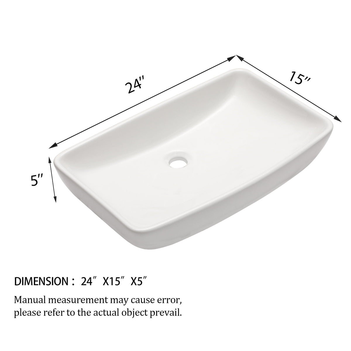 Rectangular Vessel Bathroom Sink with Sleek Modern Design - White