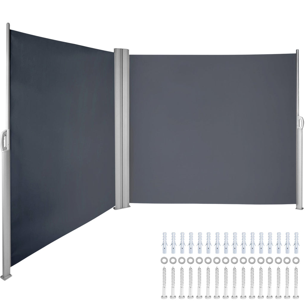 Retractable Side Awning 71" x 236" with Aluminum Frame - Grey