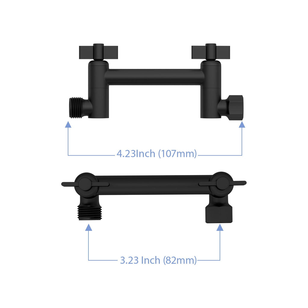 Stainless Steel Shower Arm Extension with 360° Rotation - Black or Pearl Silver