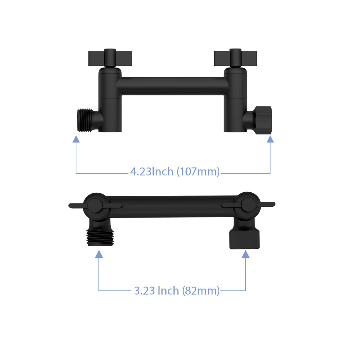 Stainless Steel Shower Arm Extension with 360° Rotation - Black or Pearl Silver